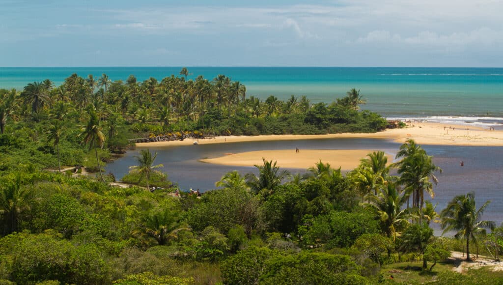 Vista de cima de Caraíva, Bahia