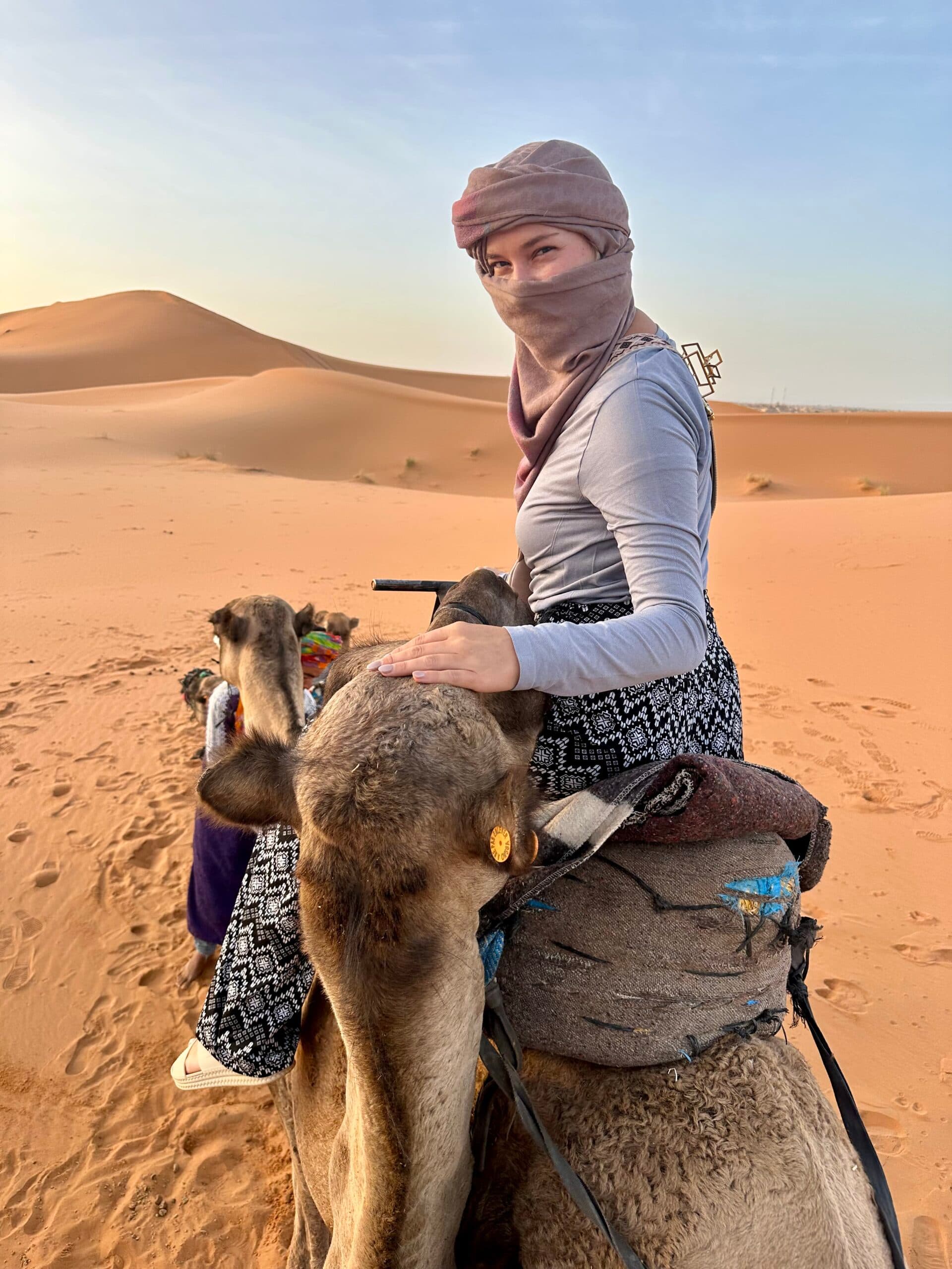 Morgan on Morocco Desert Camel Ride